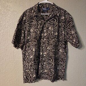 Vintage Polo Ralph Lauren Shirt Clayton Hawaiian Camp Dragon Asian Mens L Cotton